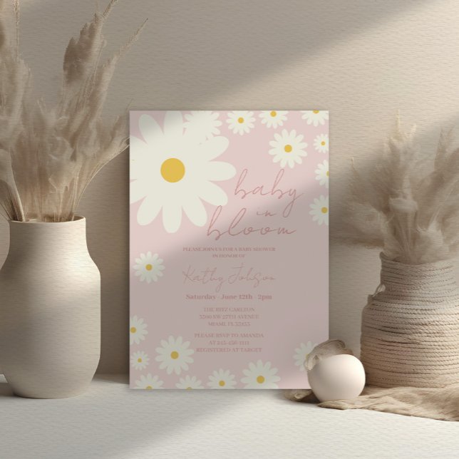 Invitation Bébé floral rose pâle dans douche fleurie (Créateur téléchargé)