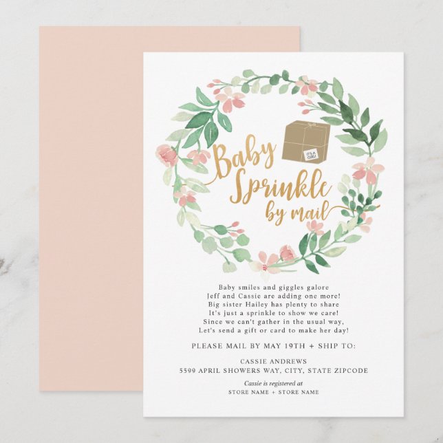 Invitation Bébé flou saupoudré par baby shower postal (Devant / Derrière)