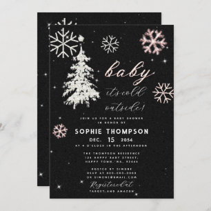 Invitation Bébé Froid Hors Rhinestones Arbre Fille Douche