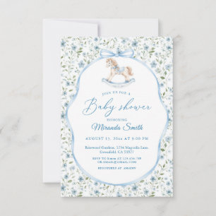 Invitation Bébé Garçon à Cheval à Bascule Vintage Shower