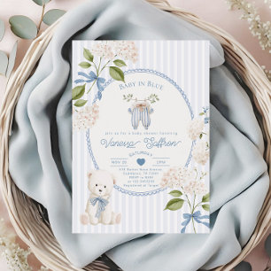 Invitation Bébé garçon à la corde à linge Shower Coquette Béb