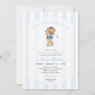 Invitation Bébé garçon bleu nouveau au golf pour la douche