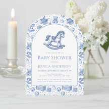 Bébé Garçon Cheval à Bascule Shower Bleu et Blanc