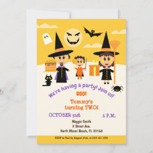 Invitation Bébé garçon deuxième anniversaire fête d'Halloween