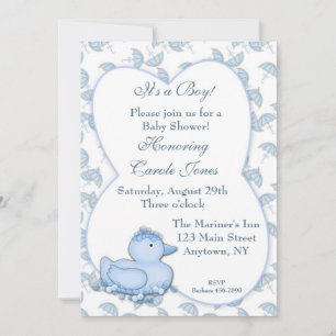 Invitation Bébé Garçon Douche Bleue Canard