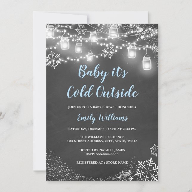 Invitation Bébé garçon il fait froid dehors Baby shower d'hiv (Devant)