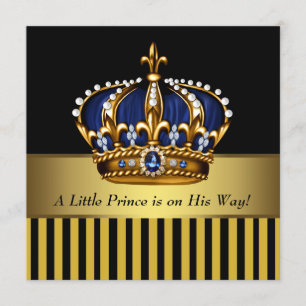 Invitation Bébé garçon Navy Bleu Noir et Or Fête Prénatale Pr