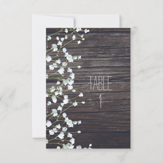 Invitation Bébé haleine Floral Dark Rustic Wood Numéro de tab (Devant)