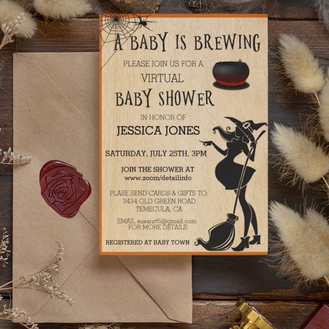 Invitation Bébé Halloween Virtuel est une Fête de Sorcière de (Créateur téléchargé)