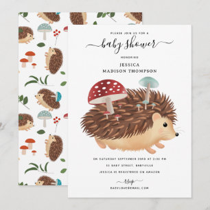 Invitation Bébé Hérisson Champignon Forestier Shower Drôle