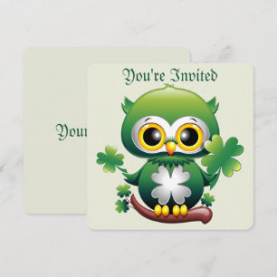 Invitation Bébé Hibou Mignon St Patrick Dessin Animé