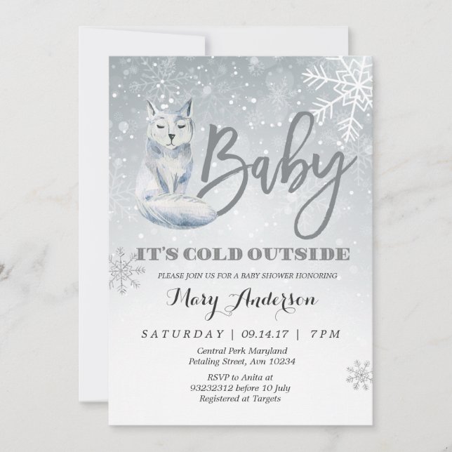 Invitation Bébé il fait froid à l’extérieur de l’invitation d (Devant)