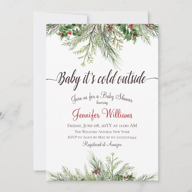 Invitation Bébé Il fait froid à l’extérieur du Baby shower de (Devant)