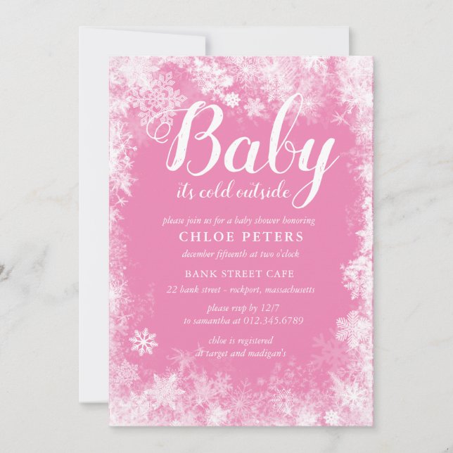Invitation Bébé Il fait froid à l'extérieur Baby shower fille (Devant)