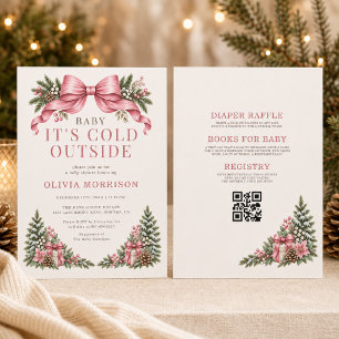 Invitation Bébé il fait froid à l'extérieur Baby Shower rose