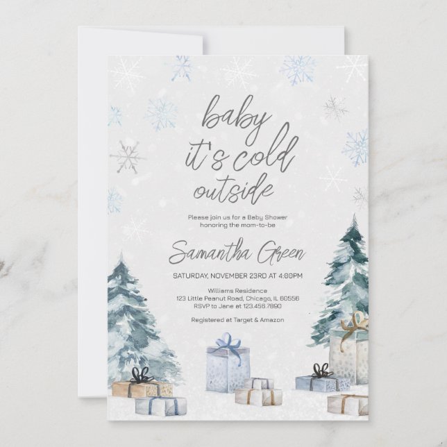 Invitation Bébé Il fait froid à l'extérieur du Baby shower (Devant)
