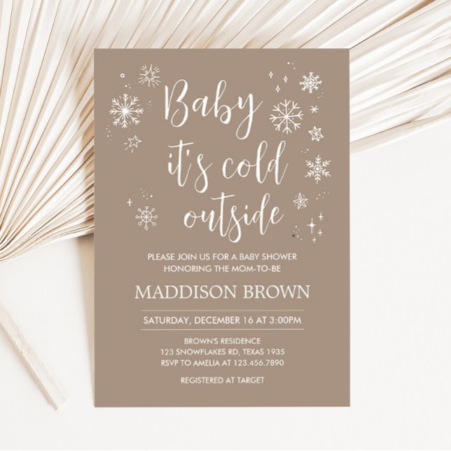 Invitation Bébé Il fait froid à l'extérieur du Baby shower (Winter Minimalist Snowflake Baby Shower Invitation)