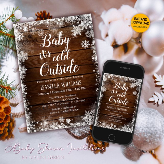 Invitation Bébé il fait froid à l'extérieur du Baby shower d' (Créateur téléchargé)