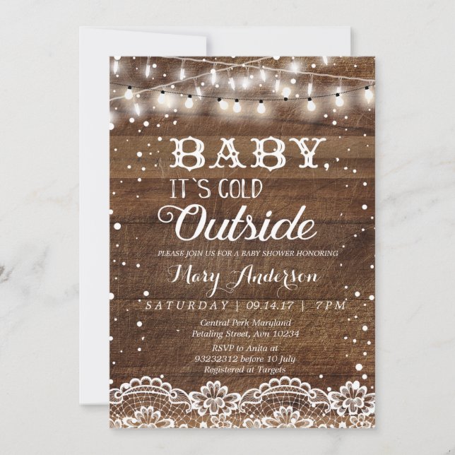 Invitation Bébé il fait froid à l'extérieur du Baby shower d' (Devant)