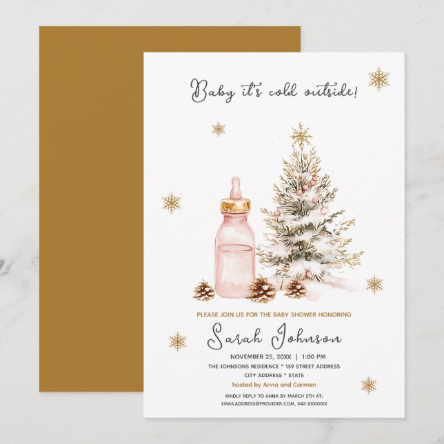 Invitation Bébé il fait froid à l'extérieur du Baby shower d' (Devant / Derrière)