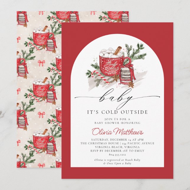 Invitation Bébé Il fait froid à l'extérieur du Baby shower d' (Devant / Derrière)