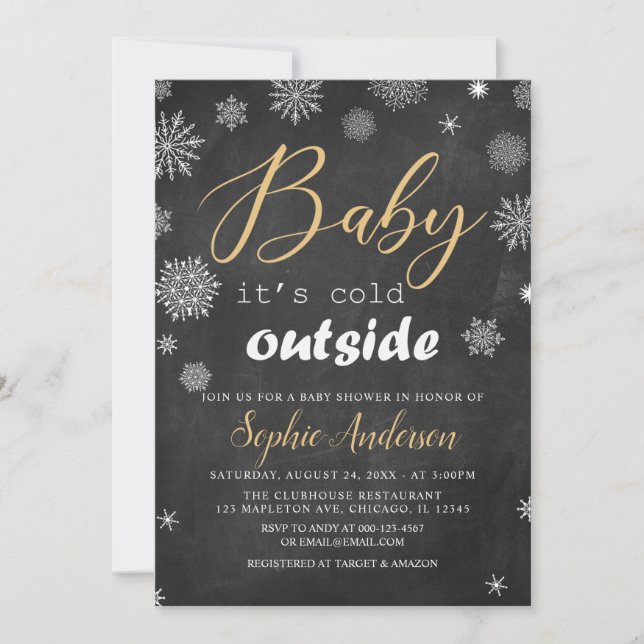 Invitation Bébé Il fait froid à l'extérieur du Baby shower de (Devant)