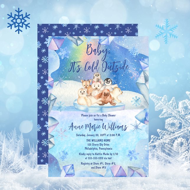 Invitation Bébé Il fait froid à l'extérieur du Baby shower de ("Baby, It's Cold Outside" Arctic Animals Boy Baby Shower Invitation)