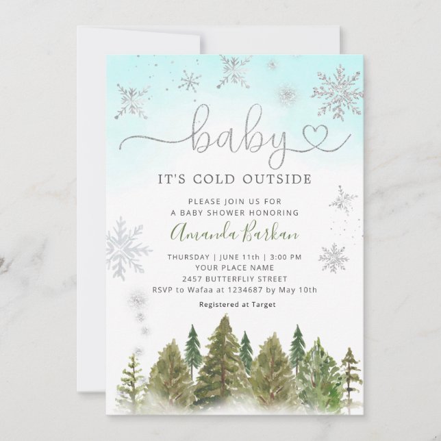 Invitation Bébé Il fait froid à l'extérieur du Baby shower de (Devant)