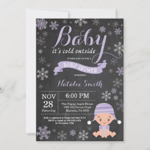 Invitation Bébé il fait froid à l'extérieur Fille de l'hiver 