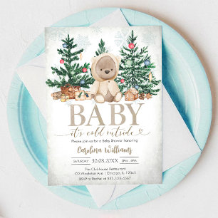 Invitation Bébé il fait froid à l'extérieur Ours d'hiver Baby