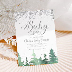 Invitation Bébé il fait froid dehors Arbres d'hiver