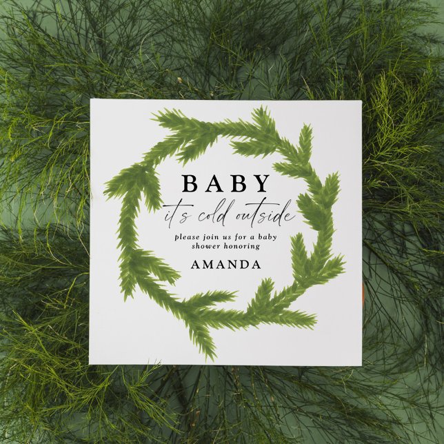 Invitation Bébé il fait froid dehors baby shower aquarelle (Créateur téléchargé)
