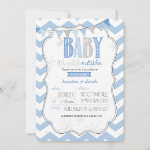 Invitation Bébé Il fait froid dehors Baby shower bleu Invitat