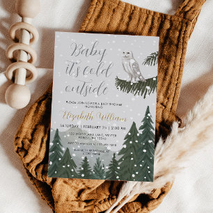 Invitation Bébé il fait froid dehors Baby Shower Chouette eff