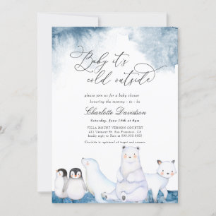 Invitation Bébé Il fait froid dehors Baby shower d'animaux d'
