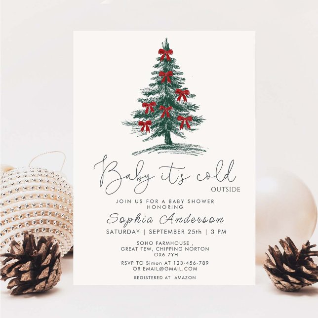 Invitation Bébé Il fait froid dehors Baby shower d'arbre de N (Créateur téléchargé)
