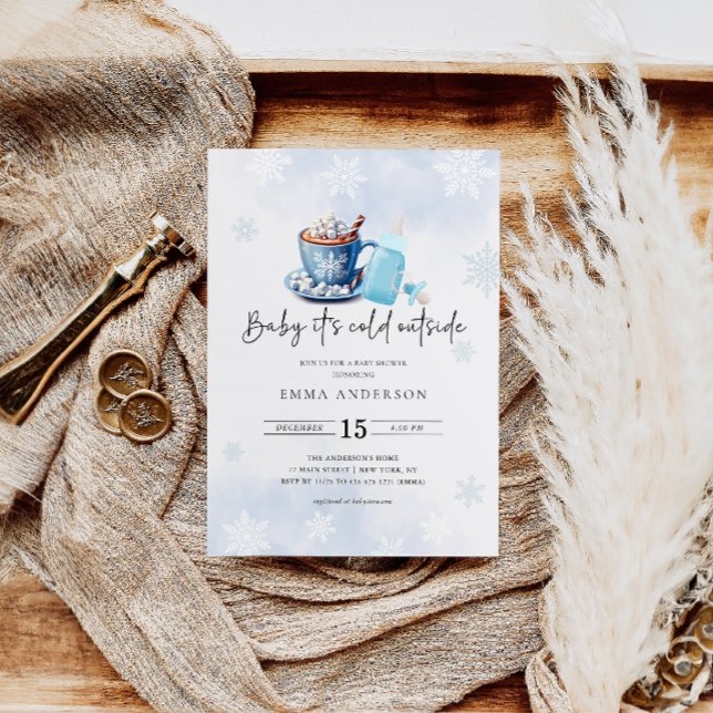 Invitation Bébé Il fait froid dehors Baby shower de garçon bl (Créateur téléchargé)