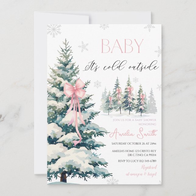 Invitation Bébé il fait froid dehors, Baby shower d'hiver (Devant)