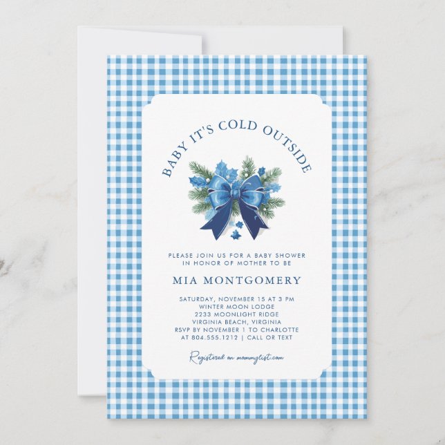 Invitation Bébé Il fait froid dehors Baby shower d'hiver - Bl (Devant)