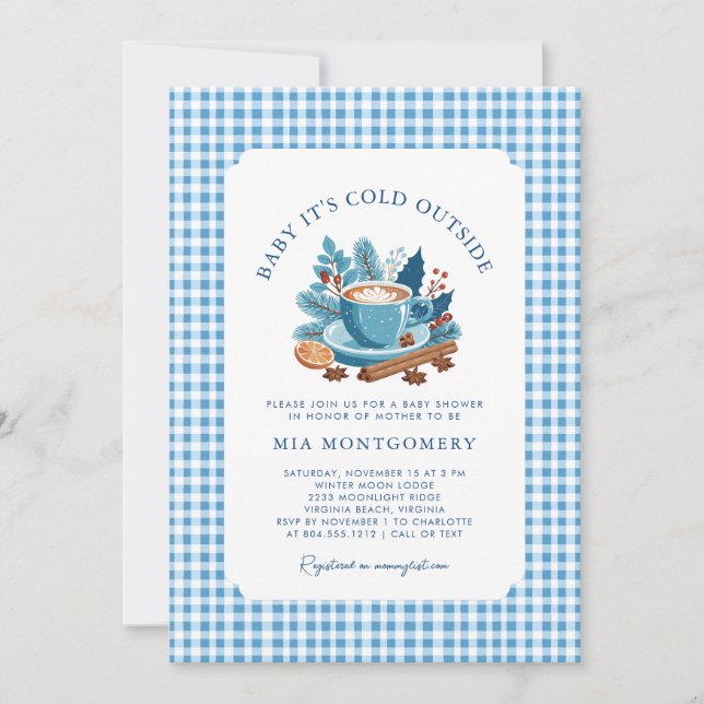 Invitation Bébé Il fait froid dehors Baby shower d'hiver - Bl (Devant)