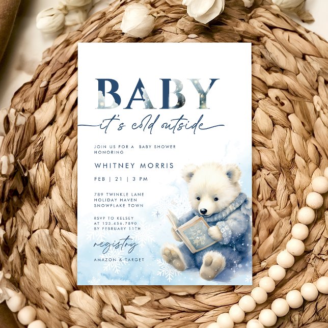 Invitation Bébé Il fait froid dehors Baby shower d'ours d'hiv (Créateur téléchargé)