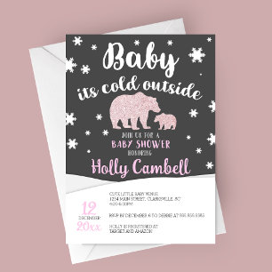 Invitation Bébé Il fait froid dehors Baby shower d'ours polai