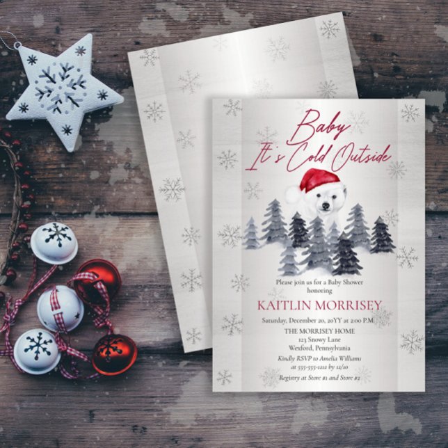 Invitation Bébé Il fait froid dehors Baby shower d'ours polai (Créateur téléchargé)
