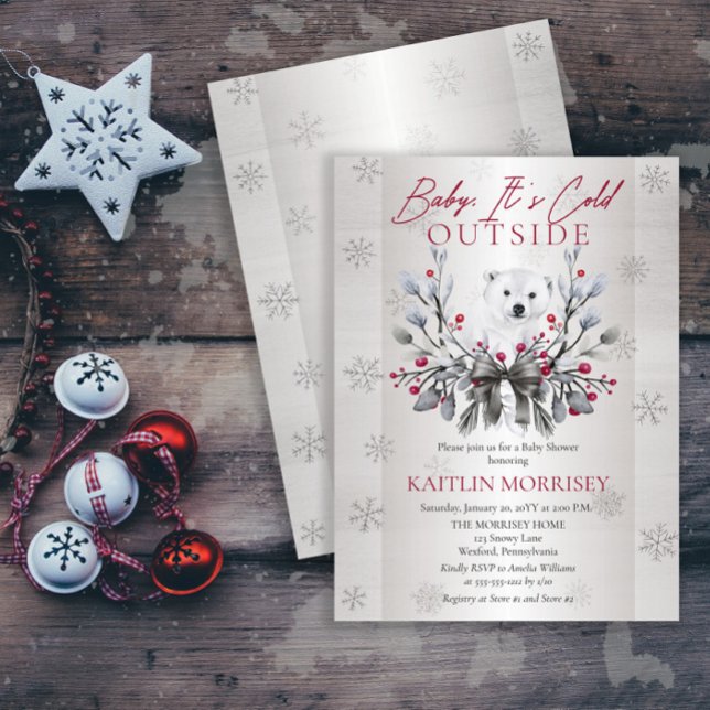 Invitation Bébé Il fait froid dehors Baby shower d'ours polai (Créateur téléchargé)