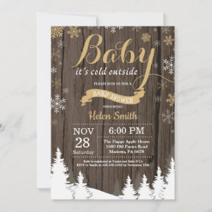 Invitation Bébé il fait froid dehors Baby Shower hivernal rus