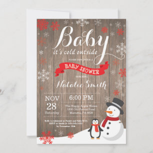 Invitation Bébé il fait froid dehors Baby Shower hivernal rus