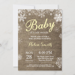 Invitation Bébé il fait froid dehors Baby Shower jaune d'hive