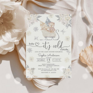 Invitation Bébé Il fait froid dehors Baby shower Ours de forê