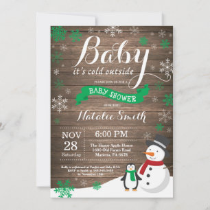 Invitation Bébé il fait froid dehors Baby Shower Rustique d'H