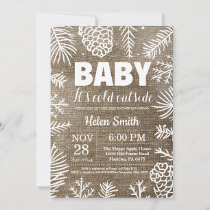 Invitation Bébé il fait froid dehors Baby Shower rustique d'h